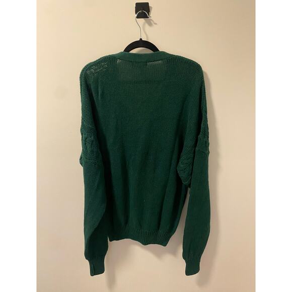Vintage Pebble Beach Structure Heavy Knit Cardigan Green Argyle Print Size L - Picture 2 of 10